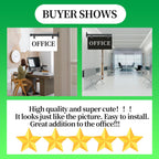 Modern Office Sign 11" x 6" Double-Sided Wall-Mounted Office Door Sign For Business UV Printed Indoor/Outdoor Pre-Drilled Holes with Metal Rod OFFICE - BLACK