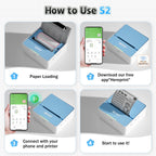 iDPRT Mini Sticker Portable Printer with 1 Roll Sticker Paper Blue-white