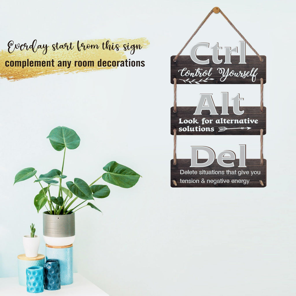 Ctrl Alt Del Motivational Inspirational Wooden Wall Collage Sign 3pcs ctrl alt del