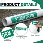 50 Pack Storm Drain Water Pipe Labels, Self Adhesive