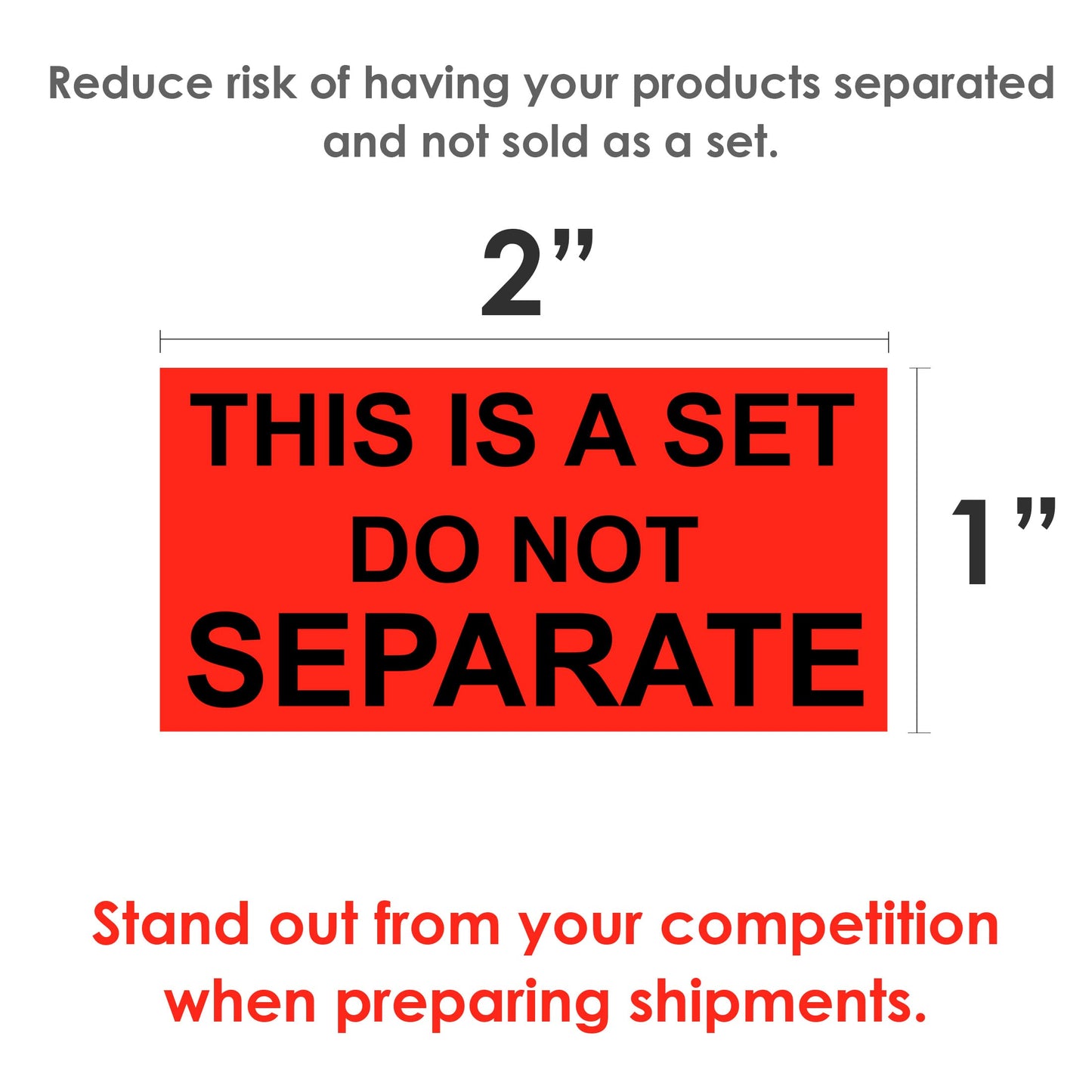 Innovative Haus 5 Rolls/500 Labels (2,500 Total) This is A Set Do Not Separate Stickers. 1" x 2" Self-Adhesive Fluorescent Red. Sold as Set Warning Stickers for Shipping Bundle Sets