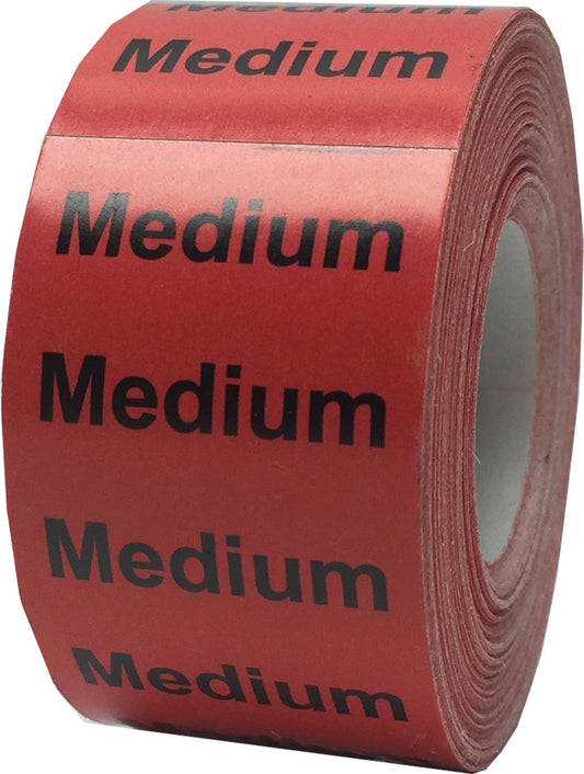 Red Medium Clothing Size Strip Stickers 1.25 x 5 Inches in Size 125 Labels on a Roll Red Medium