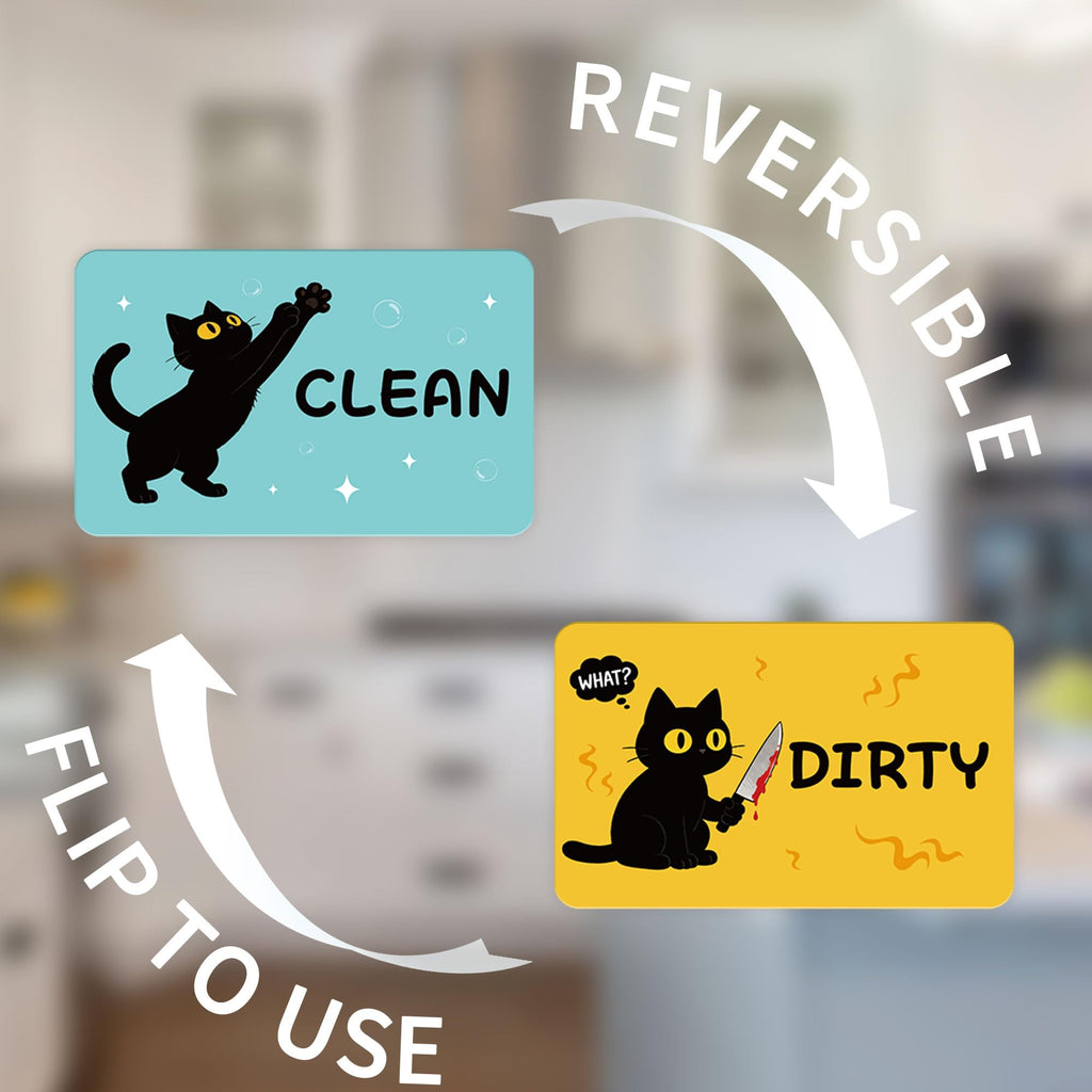 Clean Dirty Magnet for Dishwasher Black Cat