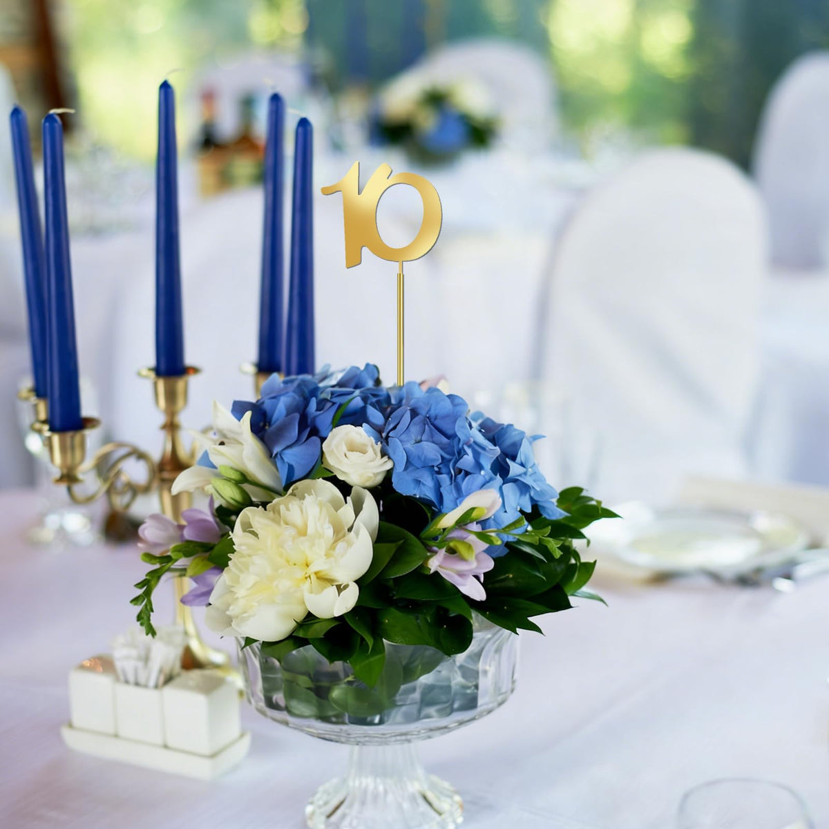 10 Pcs Metal Table Numbers with Sturdy Holder Base 12 Inch Stainless Steel Party Desk Figure Gold 1-10 Table Numbers for Wedding Reception Party Banquet Catering Event