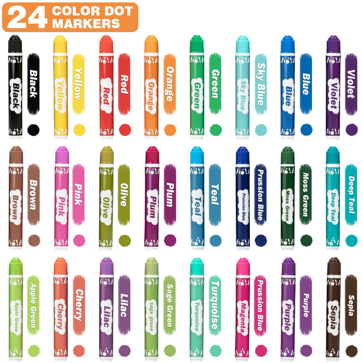 24 Color Dot Markers for Kids Washable Bingo Markers Dot Paint Marker Set small 24