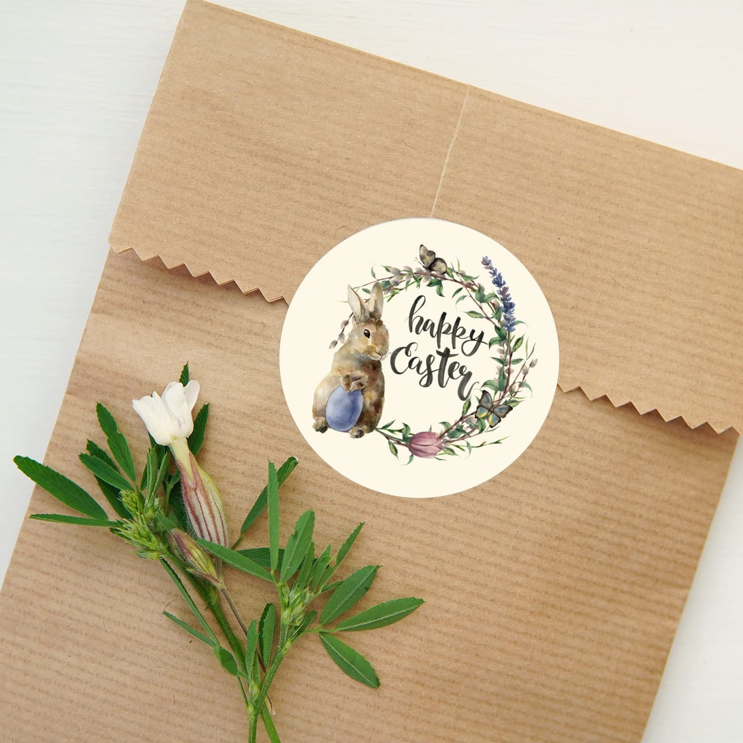 Whaline 1000Pcs Easter Stickers Roll Watercolor Rustic Bunny Round Stickers Rabbit Egg Pattern Label Self-Adhesive Stickers for Easter Holiday Party Boxes Cards Seal Envelopes, 8 Design