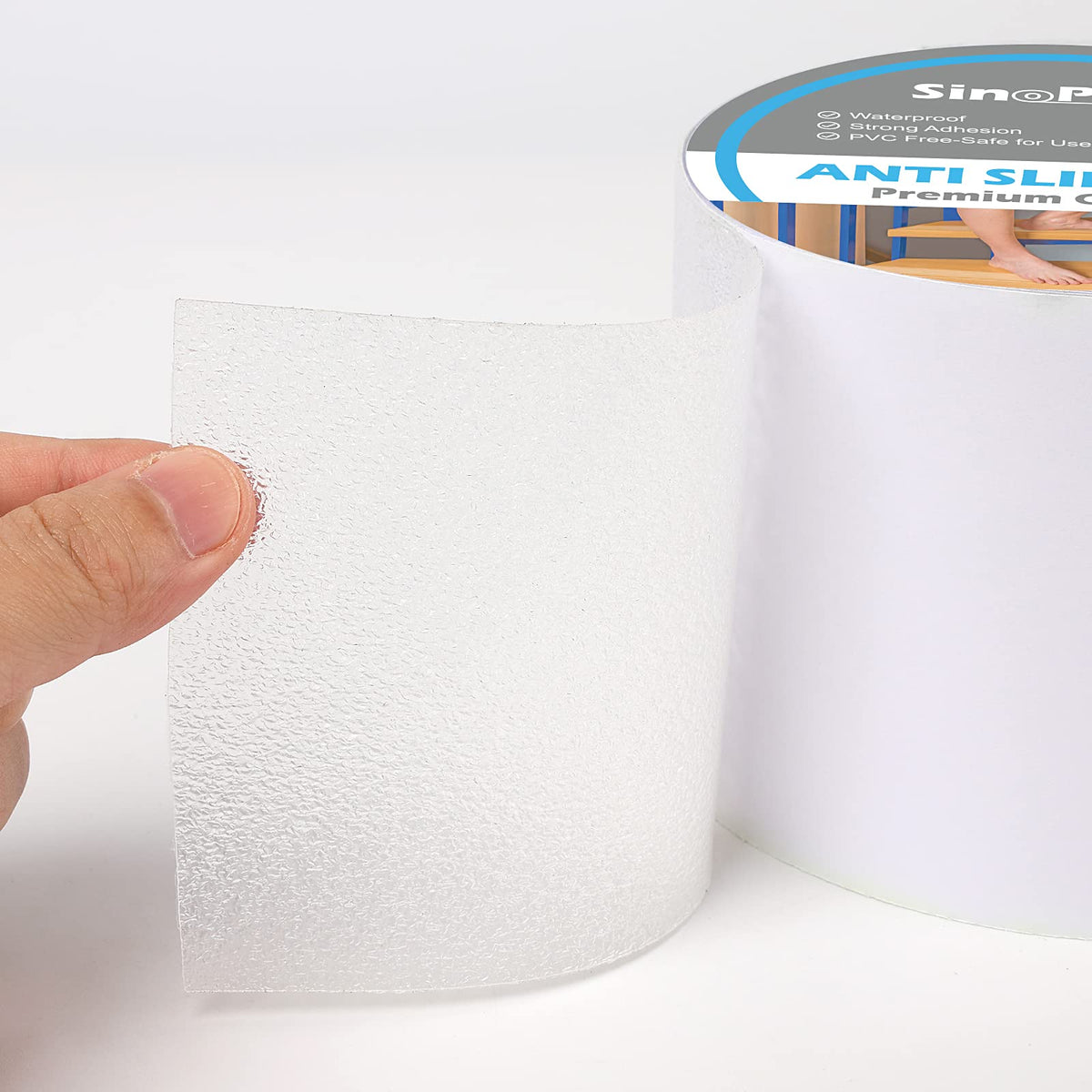 Clear Non Skid Tape 4Inch x 30FT Grip Tape Heavy Duty Waterproof Non Slip Roll Easy to Cut Waterproof for Stairs Safety Non Skid, Comfortable for Bare Foot Clear
