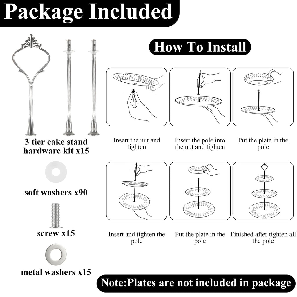 QTLCOHD 15 Set 3 Tiered Tray Hardware Kit, Zinc-Alloy Heavy Duty
