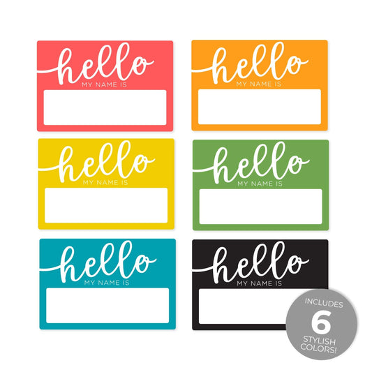 Hello My Name is Stickers / 250 Trendy Name Tag Stickers / 6 Bright and Unique Colors Bright Colors