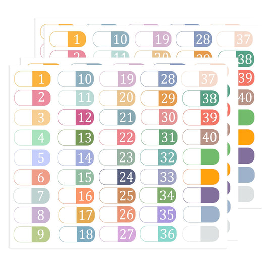 1 to 40 Number Index Labels Multicolor Index File Folder Labels for 3 Ring Binders Notebook Classify Files Contents Page Address Book Folder Teacher Book Organizing Stickers 270pcs