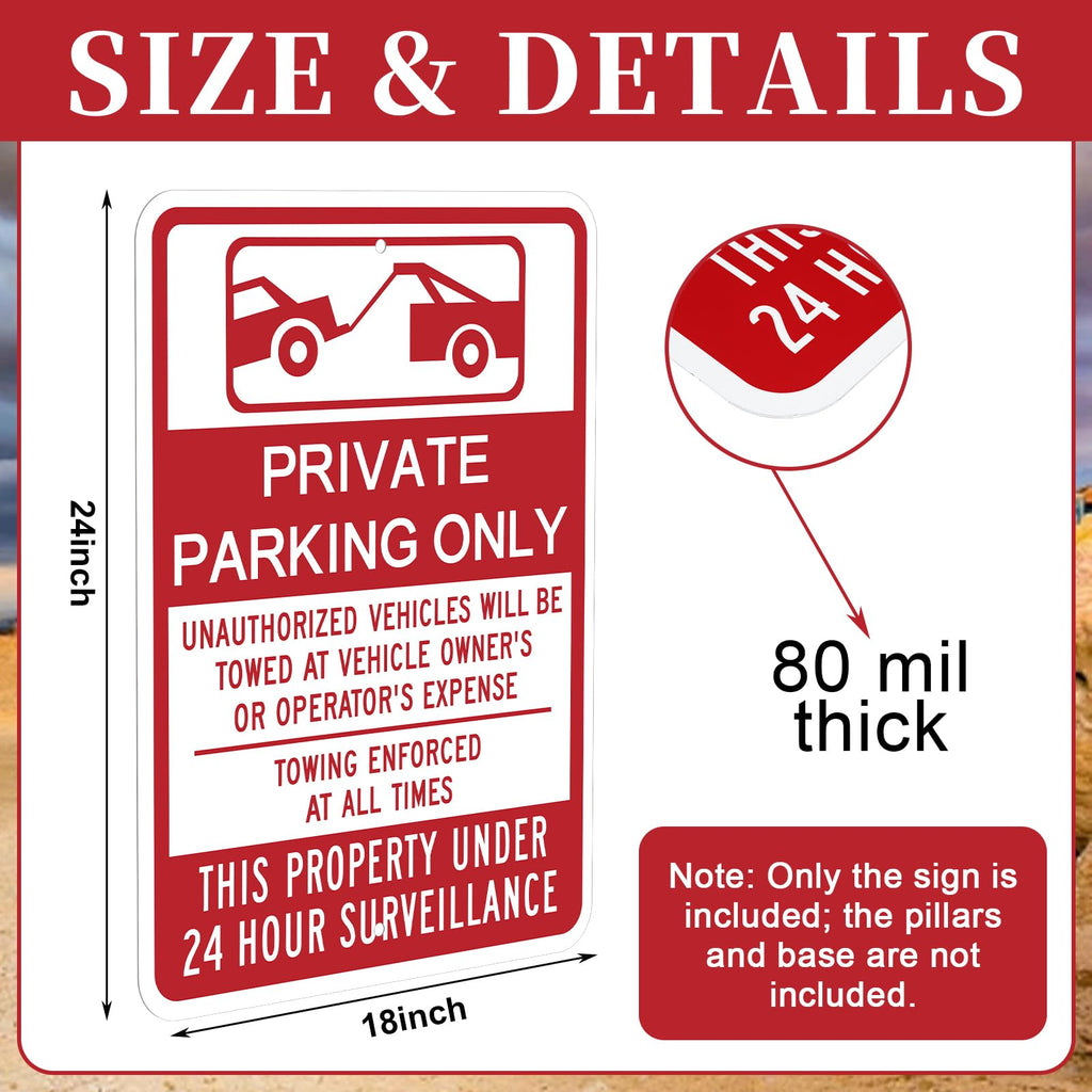 Zonon 1 Pack Private Parking Only Sign, 18" x 24"