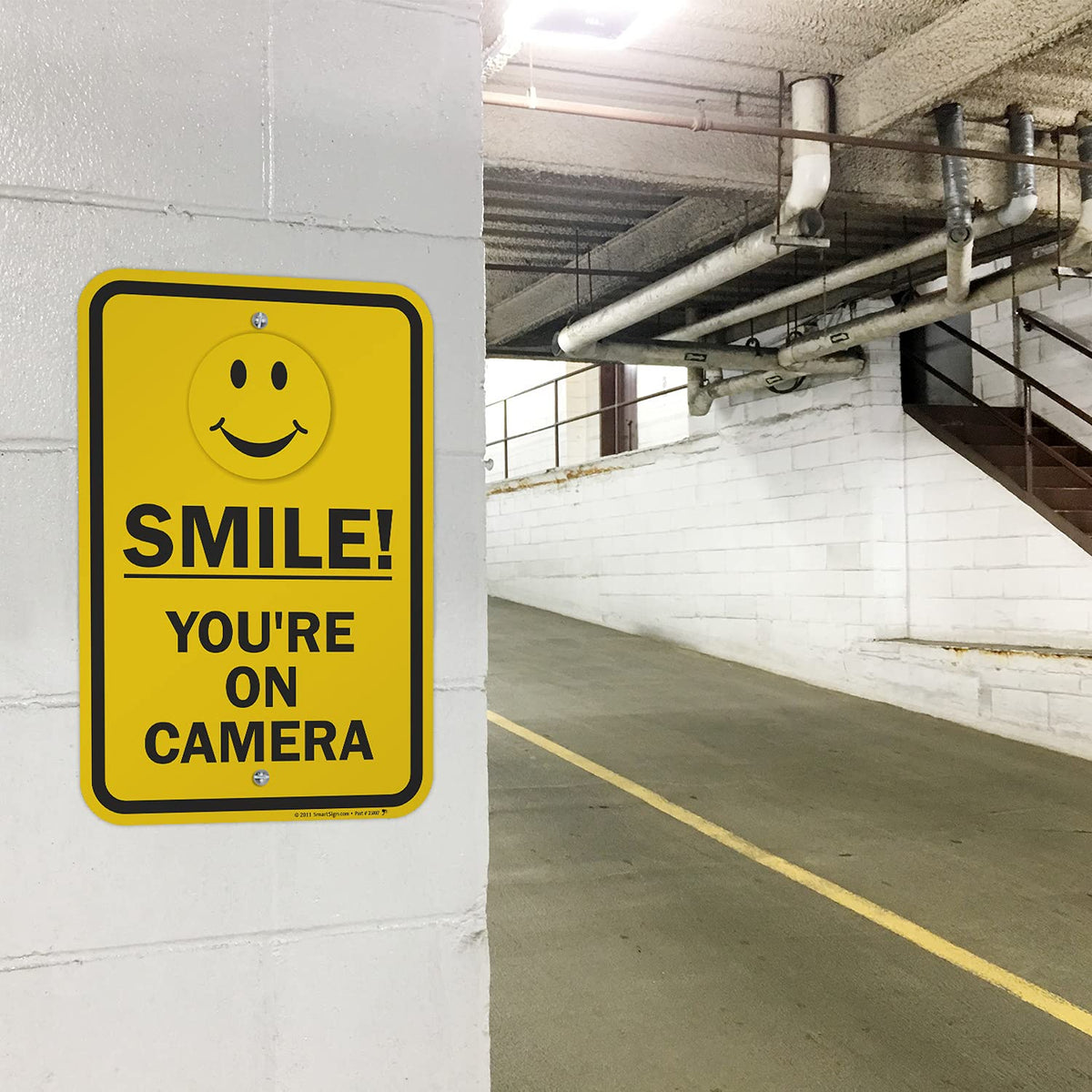 SmartSign "Smile You're On Camera" Sign | 12" x 18" Aluminum