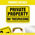 LEIFIDE 12pcs No Trespassing Private Property Signs 7 x 10 Inch Metal Reflective Aluminum No Trespassing Sign Weatherproof Warning for Property Security(High Visibility, Bright Yellow, Black)