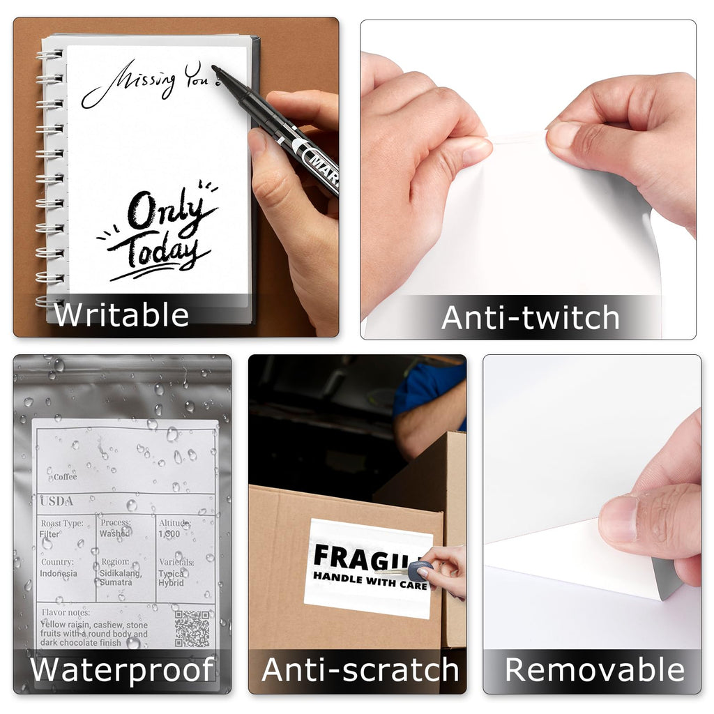 White Thermal Labels 4 × 6 Inch Waterproof Vinyl Stickers 250 PCS White