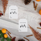 Boho Christmas tree gift tag stickers , 2x3 inch holiday labels with eco-friendly white semi-gloss finish.