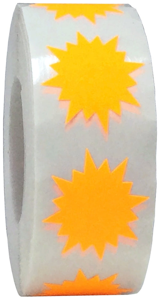 Fluorescent Orange Color Coding Burst Labels for Organizing Inventory 1 Inch Round Circle Dots 500 Total Adhesive Stickers On A Roll Fluorescent Orange