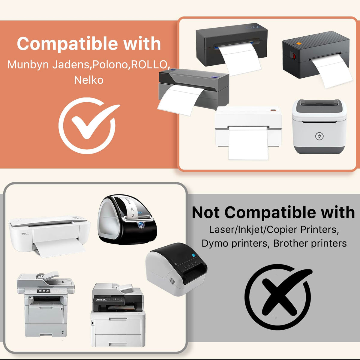 4" x 3" Direct Thermal Labels, White, 500 Labels/Roll