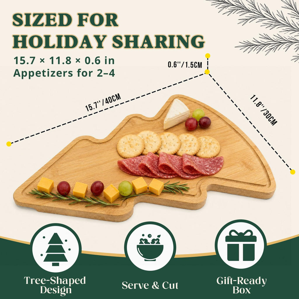 Christmas Tree Charcuterie Board and Cutting Board, 15.7 x 11.8 in