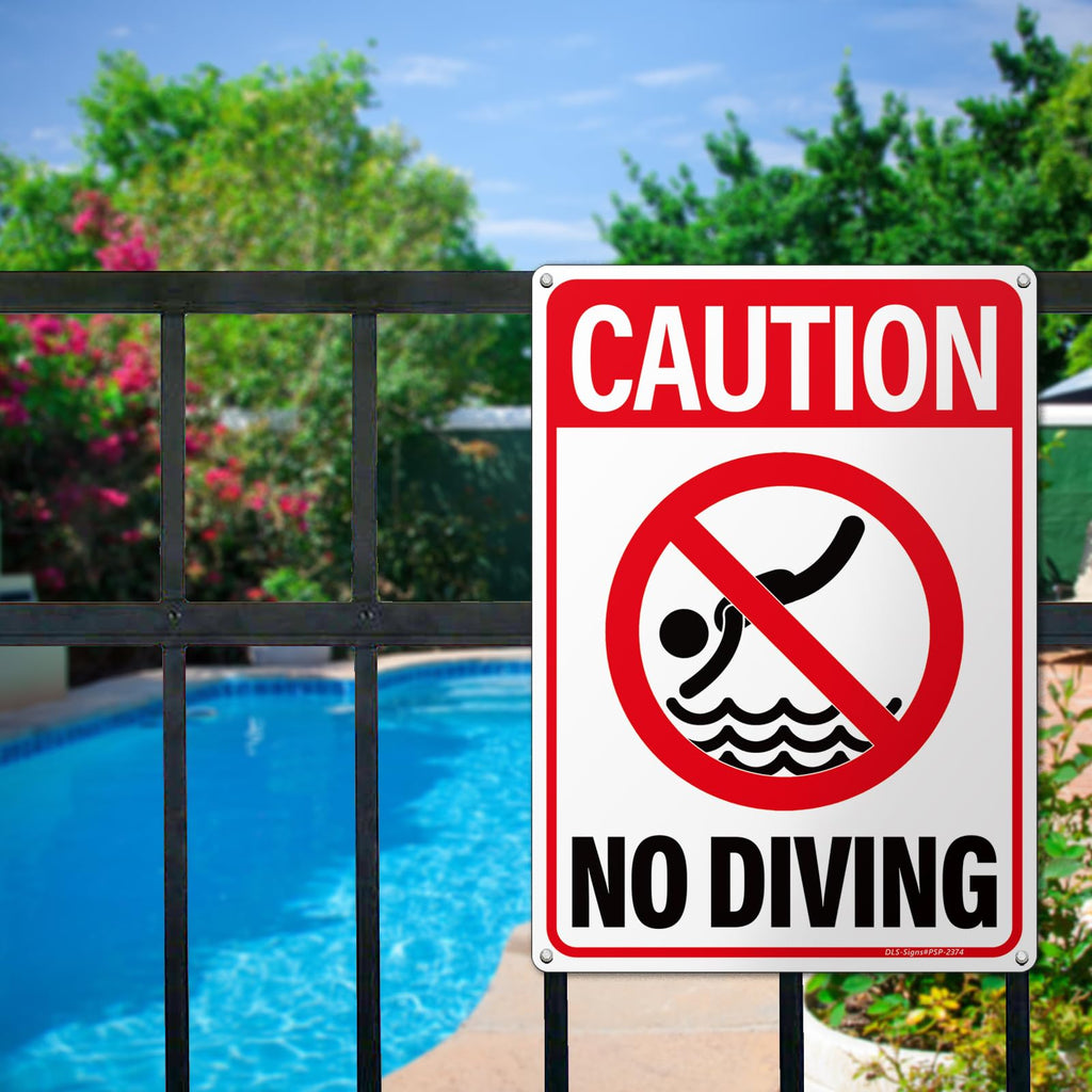 14x10″ No Diving Pool Sign, No Glass Allowed Sign, 2 Pack, PSP-2402 No Diving & No Glass
