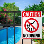 14x10″ No Diving Pool Sign, No Glass Allowed Sign, 2 Pack, PSP-2402 No Diving & No Glass