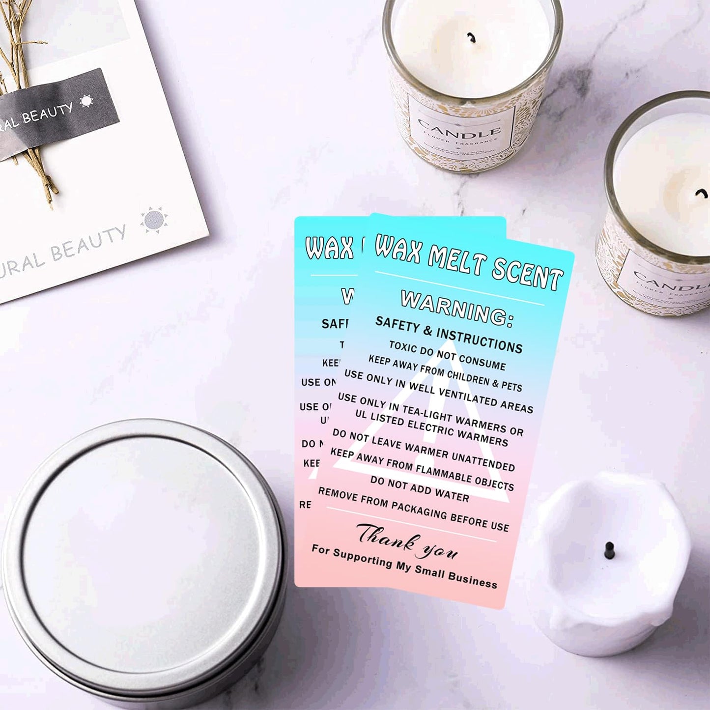 Wax Melt Scent Safety Instruction Stickers 2 x 3.5” Consultant Stickers Candle Jar Container Safety Labels for Soy Making Molds 200pcs
