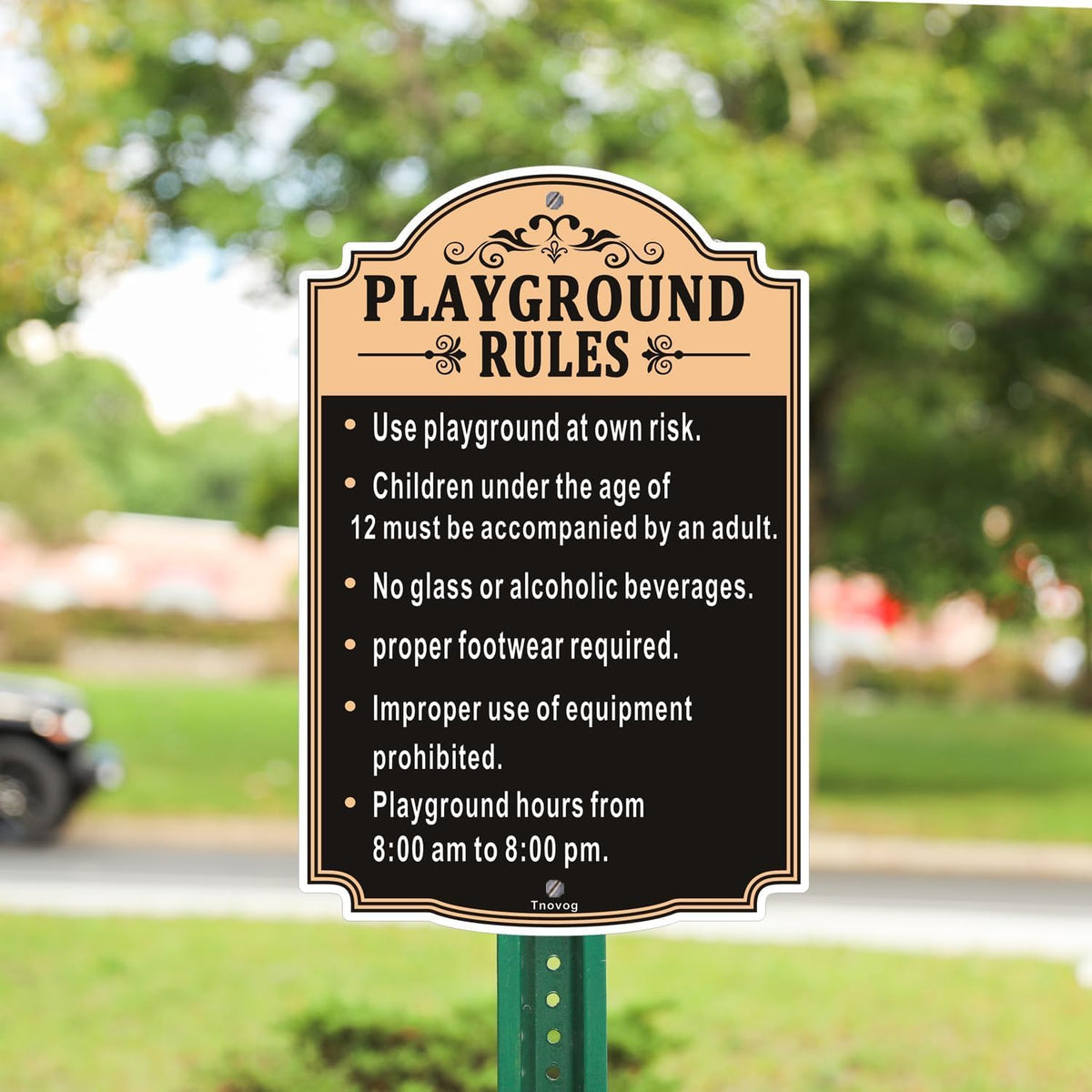 Playground Rules Sign Playground Signs Kids Children Adult Safety Traffic Sign 12x18 Inches Metal Reflective Sturdy Rust Aluminum Weatherproof Easy To Install Outdoor 2 Pack