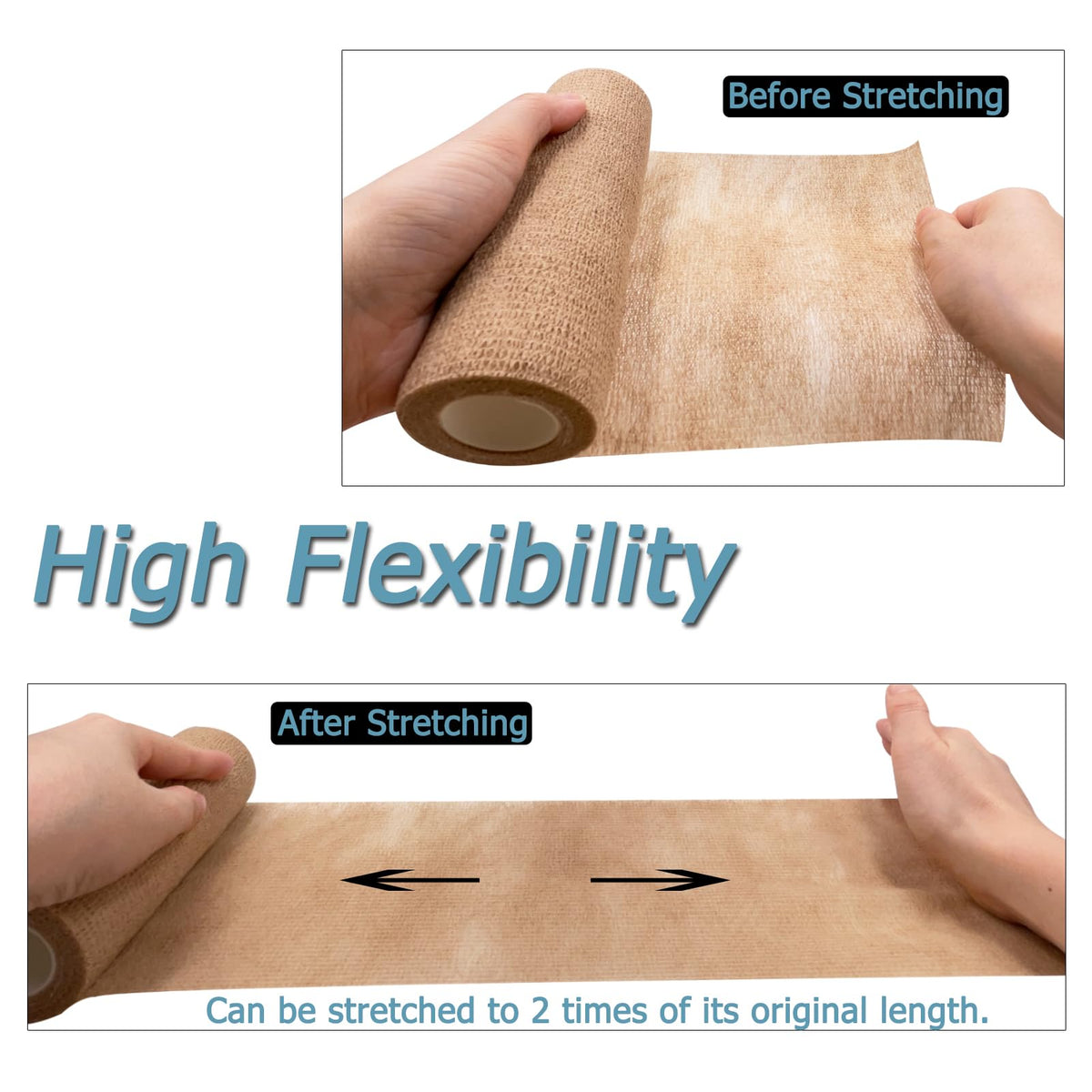 HerMia 6 Inches Self Adhesive Large Bandages Wrap for Wrist Ankle Swelling Sprains, 2 Rolls Non-Woven Cohesive Medical Tape 6 In - 2 Rolls