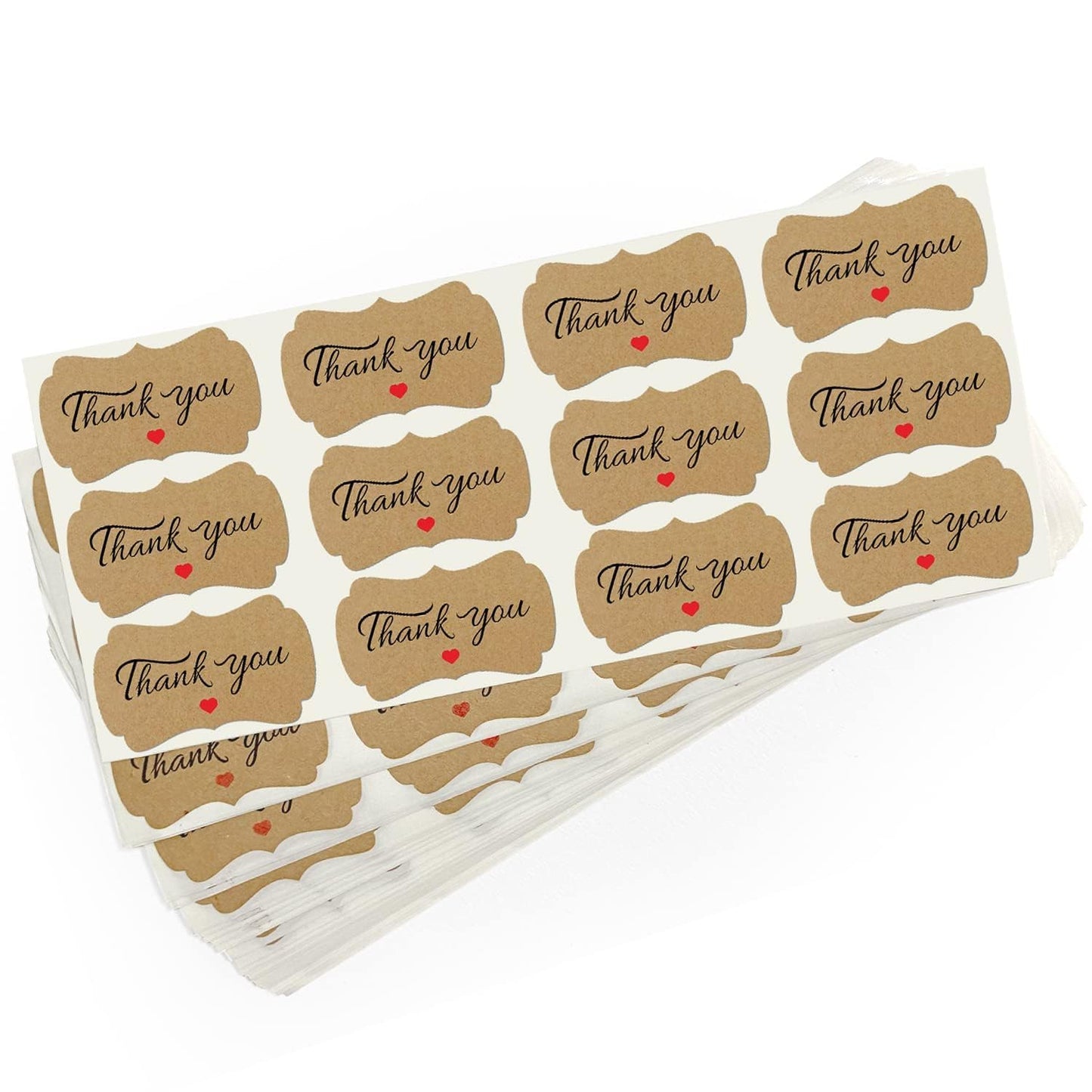 easykart labels 2500 Kraft Thank You Sticker Labels | 2.25" x 1.25" Size | Highly Recommended for Birthdays, Weddings, Bridal Showers and Perfect for Small Business Owners (5 Pack) 2500 Stickers
