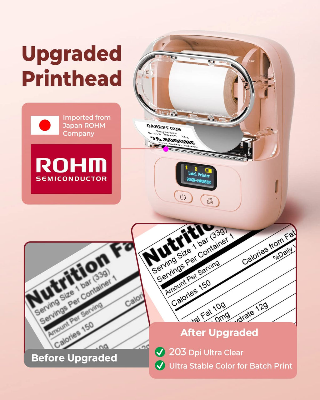 3 Rolls 40x30mm Label with M110 Pink Printer