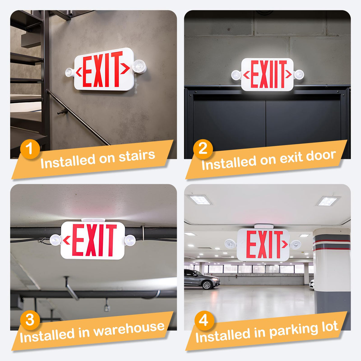 LIT-PaTH Exit Sign with Emergency Light, Battery Backup, 1 Pack 1-Pack