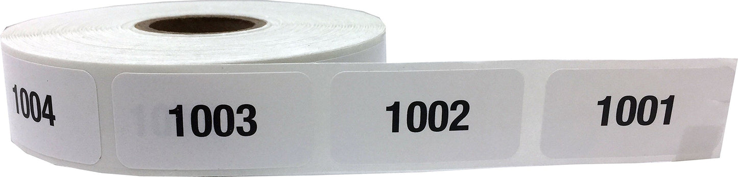 Consecutive Number Labels Bulk Pack Numbers 1 Through 10,000 White/Black .75 x 1.5 Rectangle Small Number Stickers for Inventory
