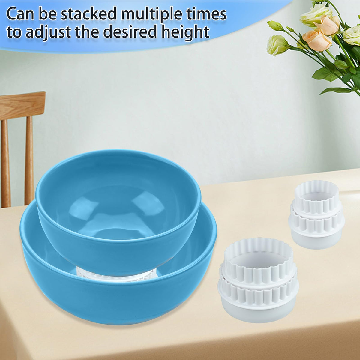 12 Pieces Display Stands for Pyrex Round Bowls Risers for Pyrex Bowls Stacker Stacking Rings for Cabinet White