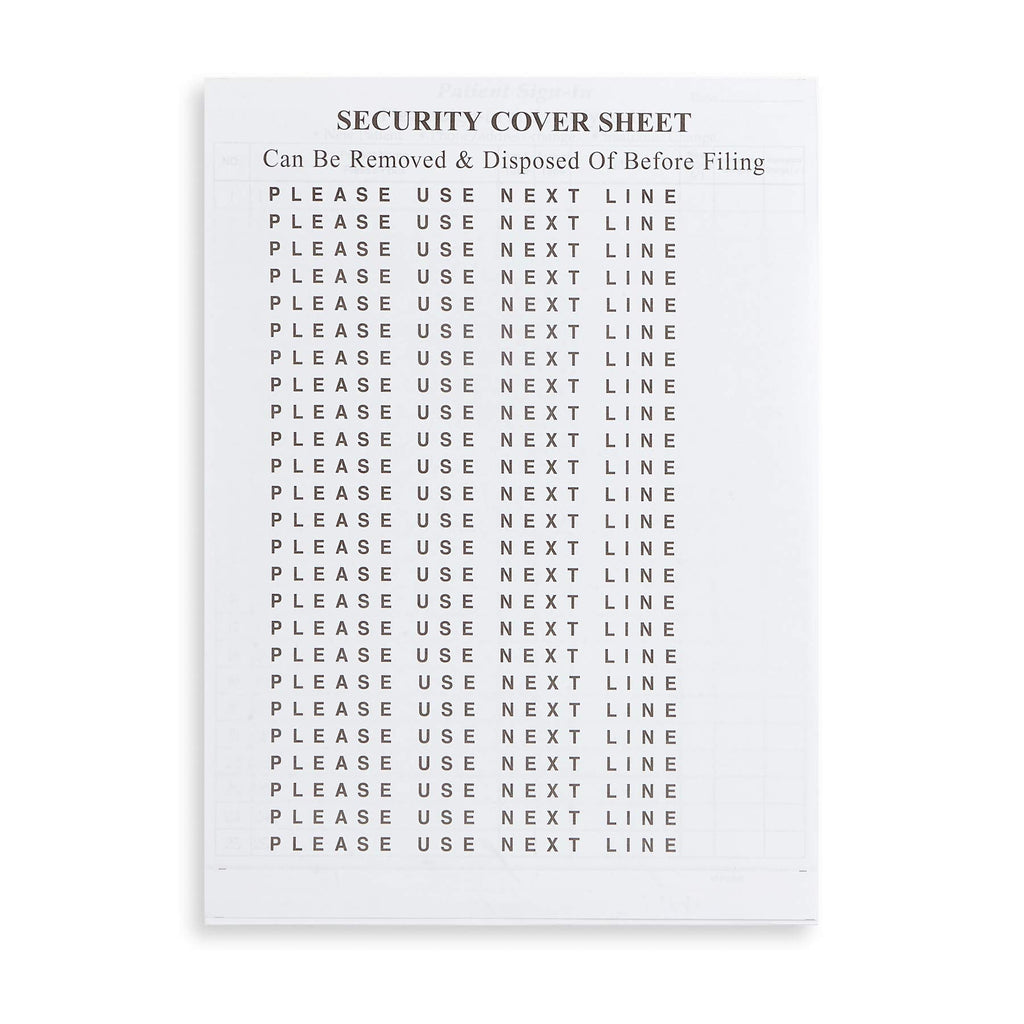 Blue Summit Supplies 25 patient sign-in forms with peel-away adhesive labels, carbonless three-part medical office forms, blue color