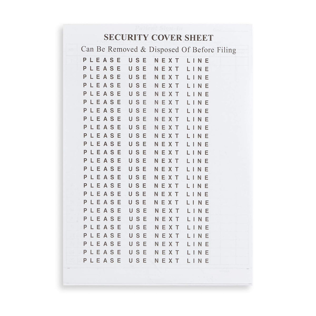 Blue Summit Supplies 25 patient sign-in forms with peel-away adhesive labels, carbonless three-part medical office forms, blue color