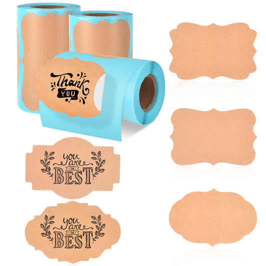 Brown Thermal Labels - 3 Roll Pack of 600 Pieces, 3x2 Inch, Vintage Style, Compatible with Thermal Label Printer, Ideal for DIY Design, Address, Consignment