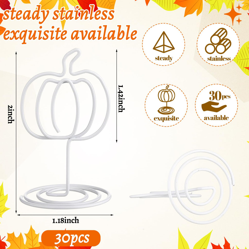 Rtteri 30 Pcs White Pumpkin Picture Holders 2 Inch Fall Table Number