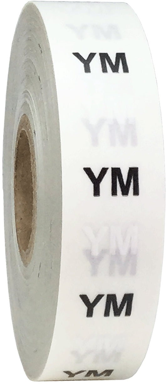 YM Modern Style Clear Clothing Size Strip Stickers 3/4 x 6 Inch 200 Labels on a Roll Ym