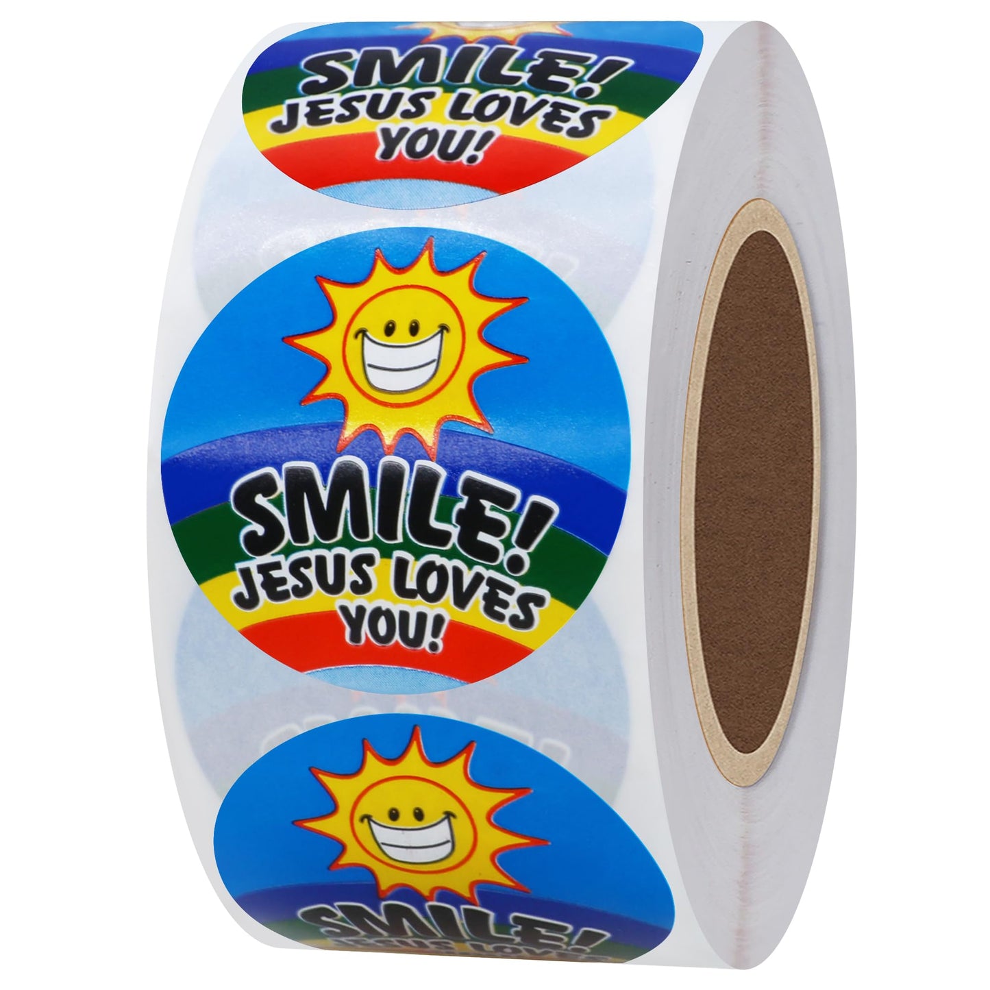 Hybsk Jesus Stickers 1.5 inch Smile Jesus Loves You Labels for Church Christmas Items Gift Total 500 Labels Per Roll