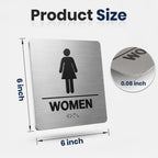Restroom Sign, ADA Compliant Braille Bathroom Sign, Self-Adhesive Restroom Signs for Business, Men Women Bathroom Signs Ideal for Offices, Hotels, Restaurants, Retail and Residential Spaces, Brushed Aluminum