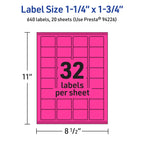 Avery® Printable Rectangle Labels, Sure Feed® Technology, 1-1/4" x 1-3/4", Neon Magenta Labels, Laser/Inkjet Printable, 640 Total, Great for Jars and More 640 labels