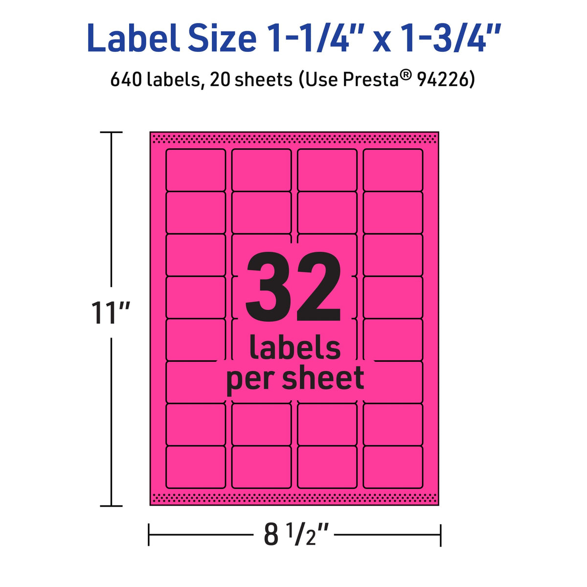 Avery® Printable Rectangle Labels, Sure Feed® Technology, 1-1/4" x 1-3/4", Neon Magenta Labels, Laser/Inkjet Printable, 640 Total, Great for Jars and More 640 labels