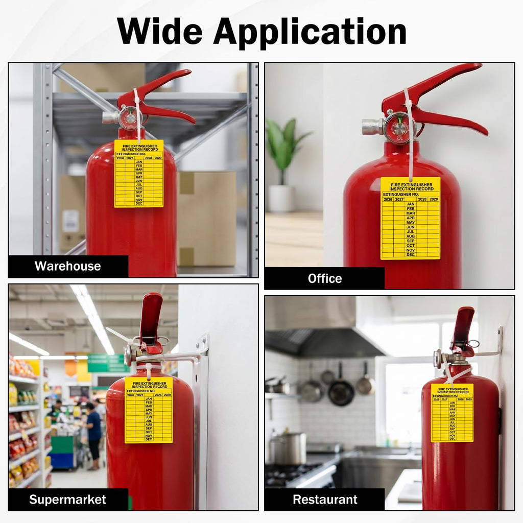 100 Pack Fire Extinguisher Inspection Tags 2026-2029 Plastic
