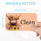 Highland Cow Dishwasher Clean Dirty Magnet, Double-Sided Highland Cow