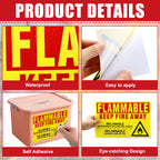 3 Pcs Flammable Keep Fire Away Decal, 9 x 14 Inch