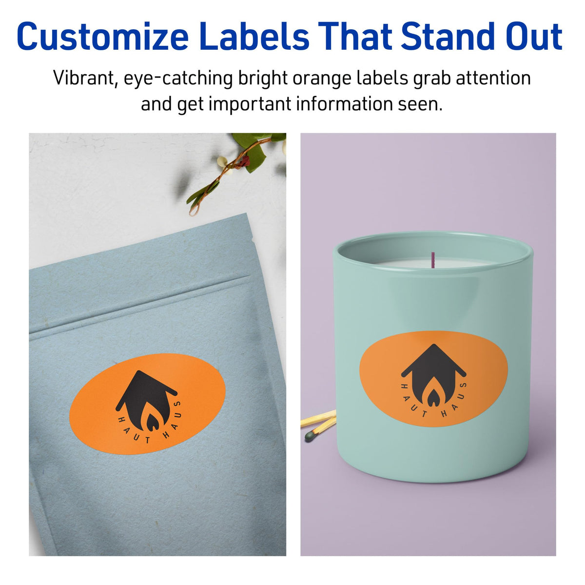 Avery Printable Oval Labels, Sure Feed Technology, 2" x 3-1/3", Bright Orange Labels, Print-to-The-Edge, Laser/Inkjet Printable, 320 Total, Great for Soaps and Candles 320 labels