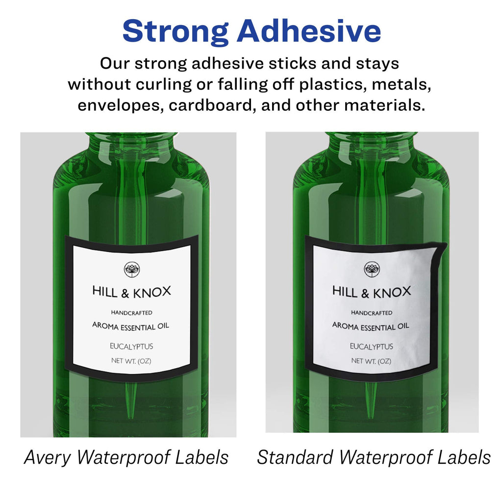 Avery Printable Durable White Square Labels, Sure Feed Technology, 2" x 2", Print-to-the-Edge, Waterproof Labels, Laser & Pigment-Based Inkjet Compatible, 120 Total 120 labels