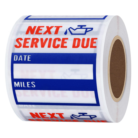 Hybsk Clear Oil Change/Service Reminder Stickers 2x2 inch Premium Quality Oil Change Stickers 200 Labels on a Roll (Blue) Blue