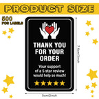 Fulmoon 500 Pcs Thank You for Your Order Stickers 2",Square,Black Black Square
