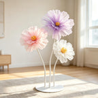 Giant Flower Pole Display Stand Base, 2 Pack Metal Floor Standing Holder White+Green
