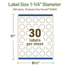 Avery Dissolvable Round Labels, Sure Feed Technology, 1.25" Diameter, Matte White, Print-to-The-Edge, Laser/Inkjet Printable, 300 Labels Total